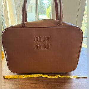 Miu Miu Cognac Leather Beau Box large tote